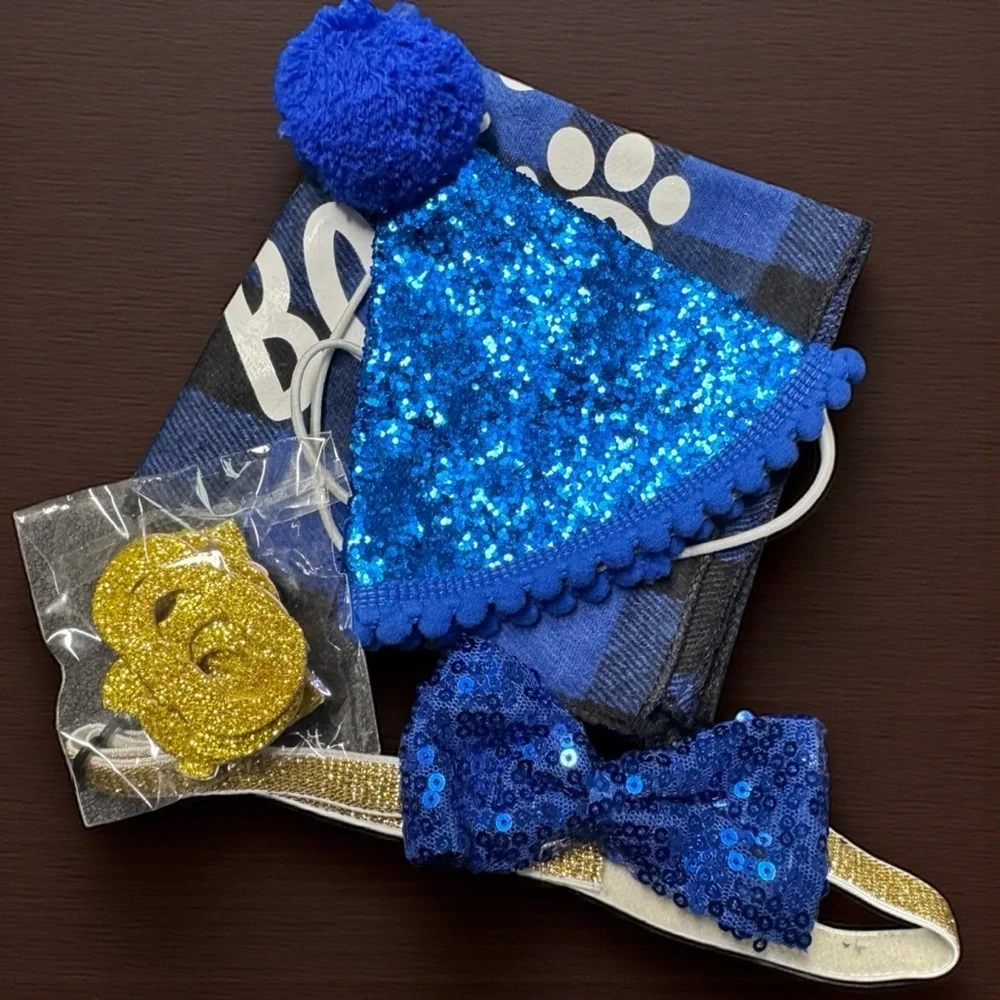 Dog Birthday Boy Party Set Bandana Hat Bow Tie NWT